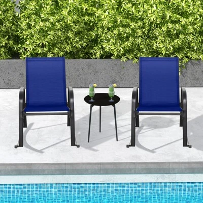 Tangkula 4 PCS Patio Rocking Chair Outdoor Ergonomic Rockers W/ Breathable Fabric Seat Navy 1 Tangkula 4 PCS Patio Rocking Chair Outdoor Ergonomic Rockers W/ Breathable Fabric Seat Navy