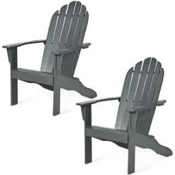Tangkula 2PCS Wooden Classic Adirondack Chair Lounge Chair Outdoor Patio Grey -Tangkula Shop GUEST f63183d6 2911 4b99 870a c1161f77b9ba