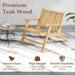 Tangkula 4-Piece Teak Wood Outdoor Reclining Chair Set with Armrests -Tangkula Shop GUEST f6357d76 0973 4db0 9313 5f2029430546 2