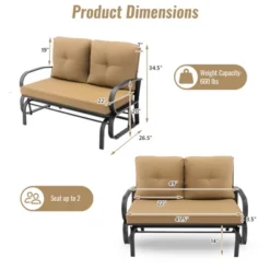 Tangkula 2-Person Outdoor Patio Glider Bench with Thick Seat and Back Cushions 13 Tangkula 2-Person Outdoor Patio Glider Bench with Thick Seat and Back Cushions -Tangkula Shop GUEST f6660afa 5b2d 4632 9bbb 10ddc7884473