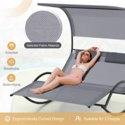 Tangkula Outdoor Double Chaise Rocker Rocking Daybed with Sun Shade Canopy 13 Tangkula Outdoor Double Chaise Rocker Rocking Daybed with Sun Shade Canopy -Tangkula Shop GUEST f66cff3b 11e4 492c 87b5 70a4e798d850