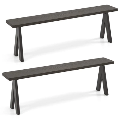 Tangkula 3-Person Outdoor Bench Set Of 2 W/ 800 LBS Bearing Capacity For Garden 4 Tangkula 3-Person Outdoor Bench Set Of 2 W/ 800 LBS Bearing Capacity For Garden - Image 4