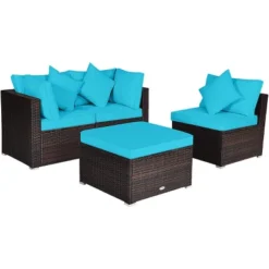 Tangkula 4-Piece Outdoor Rattan Sectional Sofa Set with Ottoman -Tangkula Shop GUEST f6821ddd 643f 4f27 a1dd 616e2de7ccb7