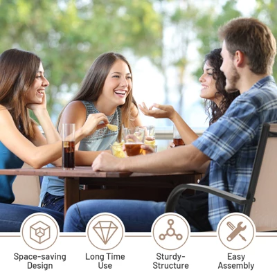 Tangkula 2PCS Outdoor Dining Chairs Stackable Chairs W/Armrests & Breathable Fabric For Balcony Garden & Patio 5 Tangkula 2PCS Outdoor Dining Chairs Stackable Chairs W/Armrests & Breathable Fabric For Balcony Garden & Patio - Image 5