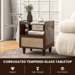 Tangkula Bamboo Rattan Nightstand Boho Bedside End Table W/ Drawer & Wood Legs 13 Tangkula Bamboo Rattan Nightstand Boho Bedside End Table W/ Drawer & Wood Legs -Tangkula Shop GUEST f6b9c2af aa6e 46f9 9c43 304e76ccf865