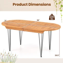 Tangkula 71" Patio Dining Table 6 Person Large Oval Table W/ Teak Wood Tabletop 17 Tangkula 71" Patio Dining Table 6 Person Large Oval Table W/ Teak Wood Tabletop -Tangkula Shop GUEST f6f919fd 74ef 4318 9d40 aa9bfde4af4d