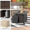 Tangkula 9-Piece Outdoor Rattan Furniture Set with 32" Propane Fire Pit Table