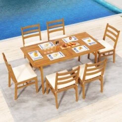 Tangkula Solid Acacia Wood Patio Chair Set Of 4 W/ Padded Seat Cushions -Tangkula Shop GUEST f70ce48e 3888 48cc 8fac 850b4435b36c