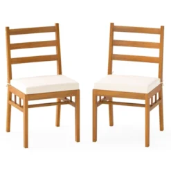 Tangkula Solid Acacia Wood Patio Chair Set Of 2 W/ Padded Seat Cushions -Tangkula Shop GUEST f7551943 4f30 4fea 918c 33fc160e02e8 1