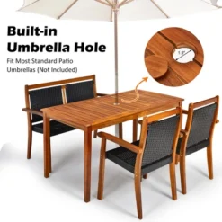 Tangkula 4-Piece Outdoor Acacia Wood & Rattan Dining Set with Umbrella Hole 12 Tangkula 4-Piece Outdoor Acacia Wood & Rattan Dining Set with Umbrella Hole -Tangkula Shop GUEST f756d845 c120 423d a537 330ff3126f95