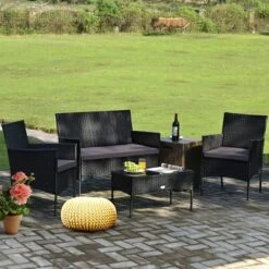 Tangkula 8-Piece Outdoor Rattan Furniture Set with Dual-Tone Cushions