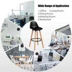 Tangkula Set Of 4 Mid Century Barstool 28.5" Dining Pub Chair W/Leather Padded Seat Black -Tangkula Shop GUEST f7bade85 c1ee 4e54 9d32 b0fe85103ddc