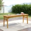 Tangkula 48" Acacia Wood Outdoor Backless Picnic Bench with Slatted Seat