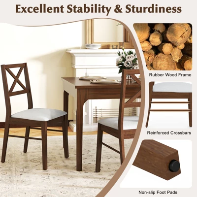 Tangkula Dining Chairs Set Of 4 Upholstered Kitchen Side Chairs W/ Rubber Wood Frame 6 Tangkula Dining Chairs Set Of 4 Upholstered Kitchen Side Chairs W/ Rubber Wood Frame - Image 6