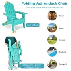 Tangkula Folding Adirondack Chair Outdoor Adirondack Chair Weather Resistant Lounger For Backyard Porch Poolside Turquoise/Grey/White/Black -Tangkula Shop GUEST f7f18d83 7221 4a37 87db d83a06b774a2