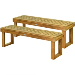Tangkula Set Of 2 Patio Garden Dining Bench Acacia Wood Bench -Tangkula Shop GUEST f83eb011 0b4c 4a78 8232 c250ae125160