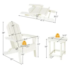Tangkula 3-Piece Adirondack Chair Set with Side Table & Cup Holder - White -Tangkula Shop GUEST f84c425b 8bcc 4d9d b8fa 200466aa89a0