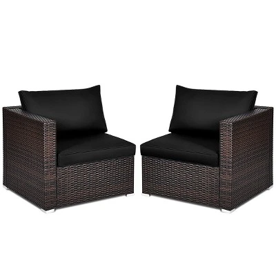 Tangkula 2-Piece Patio Wicker Corner Sofa Set with Removable Cushions 6 Tangkula 2-Piece Patio Wicker Corner Sofa Set with Removable Cushions - Image 6