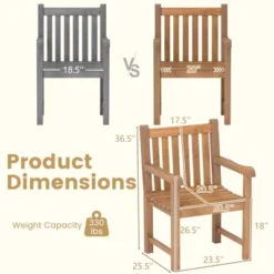 Tangkula 2 PCS Teak Wood Patio Dining Chair Outdoor Armchair W/ Slatted Seat & Solid Legs 16 Tangkula 2 PCS Teak Wood Patio Dining Chair Outdoor Armchair W/ Slatted Seat & Solid Legs -Tangkula Shop GUEST f8a36b8a 623e 4f42 9282 baf5632c6a41 1