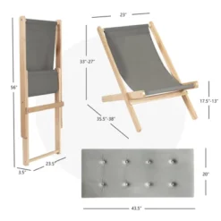 Tangkula Foldable Wood Beach Sling Chair with 3-Position Adjustable Recline - Grey 13 Tangkula Foldable Wood Beach Sling Chair with 3-Position Adjustable Recline - Grey -Tangkula Shop GUEST f8ea9155 df1f 4adf a434 322b1b44ca87