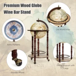 Tangkula 17" Wood Globe Bar Stand 16th Century Italian Rack Drinks Bottle Shelf Cart 15 Tangkula 17" Wood Globe Bar Stand 16th Century Italian Rack Drinks Bottle Shelf Cart -Tangkula Shop GUEST f8f78900 a844 429a b4b7 829af5c4d911