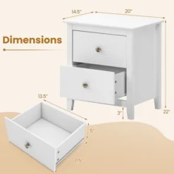 Tangkula Modern Nightstand With Storage 2 Drawers & Support Legs For Bedroom White -Tangkula Shop GUEST f9192ded c53c 4273 b5d9 099985b13f40
