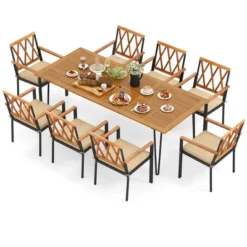 Tangkula 9-Piece Outdoor Dining Set: Acacia Wood Table with 8 Cushioned Chairs 11 Tangkula 9-Piece Outdoor Dining Set: Acacia Wood Table with 8 Cushioned Chairs -Tangkula Shop GUEST f94244eb de80 4a87 9b10 0046012e3163