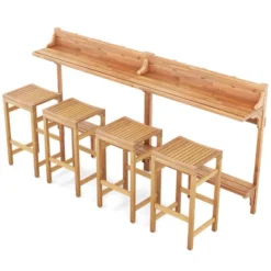 Tangkula 6-Piece Acacia Wood Balcony Bar Set with 2-Tier Table & 4 Curved Stools 16 Tangkula 6-Piece Acacia Wood Balcony Bar Set with 2-Tier Table & 4 Curved Stools -Tangkula Shop GUEST f961981a 5ce3 456b ba24 623f4c2cb304