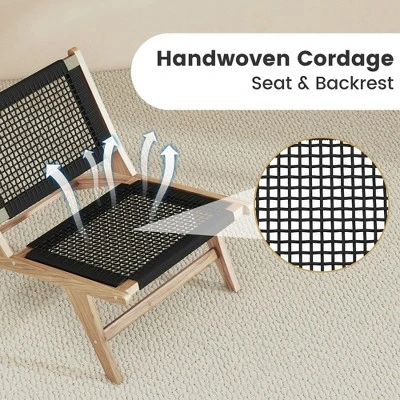 Tangkula 2-Piece Mid Century Modern Teak Wood Patio Chairs with Handwoven Cordage 7 Tangkula 2-Piece Mid Century Modern Teak Wood Patio Chairs with Handwoven Cordage - Image 7