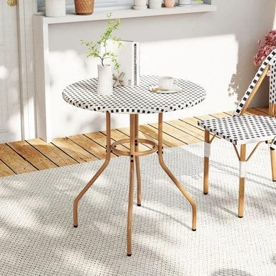 Tangkula 27.5" Outdoor PE Rattan Bistro Table with Heavy Duty Metal Frame 3 Tangkula 27.5" Outdoor PE Rattan Bistro Table with Heavy Duty Metal Frame - Image 3