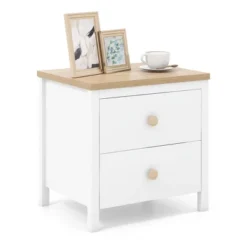Tangkula Nightstand Farmhouse Side End Table W/ Solid Wood Legs & 2 Drawers For Bedroom -Tangkula Shop GUEST fa14f934 67f0 4f9b 9da6 3dc148fa41ef