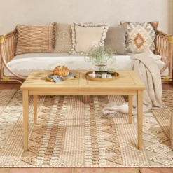 Tangkula 35.5"x20" Outdoor Teak Wood Coffee Table W/ Slatted Tabletop Patio Furniture -Tangkula Shop GUEST fa160b8d aec6 4326 9f2b 5051f4b2ae52