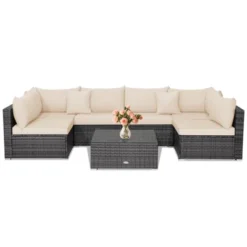 Tangkula 7-Piece Outdoor Rattan Sectional Sofa Set with Tempered Glass Table -Tangkula Shop GUEST fa1a2e29 7e72 4d0a bf0e 21fa14ccce1a