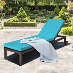 Tangkula Patio Rattan Lounge Chair Outdoor Cushioned Chaise Height Adjustable Turquoise -Tangkula Shop GUEST fa2c38f0 7530 43c5 b8ee 3dd3a6f33537