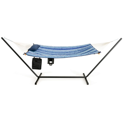 Tangkula 12Ft Hammock with Heavy-Duty Steel Stand and Quilted Mat 7 Tangkula 12Ft Hammock with Heavy-Duty Steel Stand and Quilted Mat - Image 7