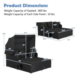 Tangkula Patio Rattan Daybed With Retractable Canopy Wicker Sun Lounger With 2 Foldable Side Panels Thick Seat & Back Cushions 17 Tangkula Patio Rattan Daybed With Retractable Canopy Wicker Sun Lounger With 2 Foldable Side Panels Thick Seat & Back Cushions -Tangkula Shop GUEST fa7ba2b2 f504 479e 9af1 9a207329e4b5
