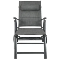 Tangkula Outdoor Reclining Chaise Lounge with Neck Pillow & Wheels - Gray -Tangkula Shop GUEST fa980b8e 0c29 4741 a628 1d08b0f99f78