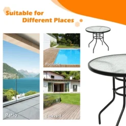 Tangkula Patio Round Table Patio Furniture Steel Frame Dining Table W/ Glass Top 11 Tangkula Patio Round Table Patio Furniture Steel Frame Dining Table W/ Glass Top -Tangkula Shop GUEST faa93ec6 7c02 4542 bcdb cb1e723b151b