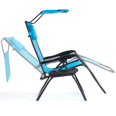 Tangkula Zero Gravity Reclining Lounge Chair with Sunshade & Side Tray - Blue 2 Tangkula Zero Gravity Reclining Lounge Chair with Sunshade & Side Tray - Blue - Image 2