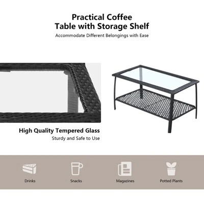 Tangkula 4-Piece Patio Rattan Furniture Set - Outdoor Conversation Set 7 Tangkula 4-Piece Patio Rattan Furniture Set - Outdoor Conversation Set - Image 7