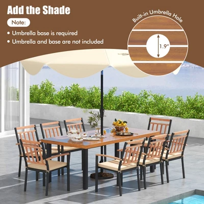 Tangkula 9-Piece Outdoor Acacia Wood Dining Set with 8 Cushioned Armchairs 4 Tangkula 9-Piece Outdoor Acacia Wood Dining Set with 8 Cushioned Armchairs - Image 4