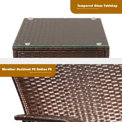 Tangkula 3PCS Patio Rattan Conversation Set Outdoor Furniture Set W/ Table Cushions 6 Tangkula 3PCS Patio Rattan Conversation Set Outdoor Furniture Set W/ Table Cushions - Image 6