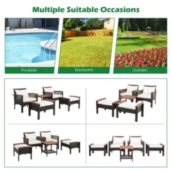 Tangkula 5-Piece Outdoor Rattan Conversation Set with 2-Tier Side Table -Tangkula Shop GUEST fb0bef83 d3f9 41d3 983c 586ff443ef0e