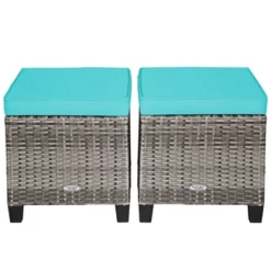 Tangkula Set of 2 Outdoor Rattan Cushioned Ottomans - All-Weather Patio Footrests -Tangkula Shop GUEST fb29a5fe 23b7 4ebc acee 0a4a699a1d22