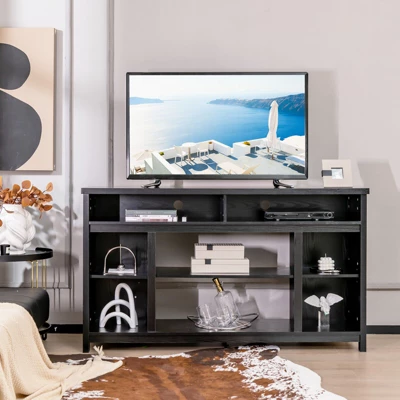 Tangkula 58" TV Stand Entertainment Console Center W/ Adjustable Open Shelves Up To 65" 1 Tangkula 58" TV Stand Entertainment Console Center W/ Adjustable Open Shelves Up To 65"