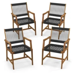 Tangkula Patio 4PCS Acacia Wood Dining Chairs All-Weather Rope Woven Armchairs Outdoor 17 Tangkula Patio 4PCS Acacia Wood Dining Chairs All-Weather Rope Woven Armchairs Outdoor -Tangkula Shop GUEST fb68d7cb 8123 4b01 8bcd c2a48495dbf6