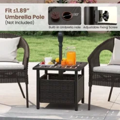 Tangkula Outdoor Side Table With 1.93" Umbrella Hole All-Weather PE Wicker Patio Umbrella Table With Rustproof Frame 11 Tangkula Outdoor Side Table With 1.93" Umbrella Hole All-Weather PE Wicker Patio Umbrella Table With Rustproof Frame -Tangkula Shop GUEST fb8f8127 b06a 4cb4 870a 6a181fcf2d1a