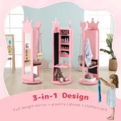Tangkula Kids Jewelry Cabinet Standing Children Jewelry Organizer W/ Full-Length Mirror -Tangkula Shop GUEST fbad2f93 1c26 4339 8d2f 71a32cd938e5