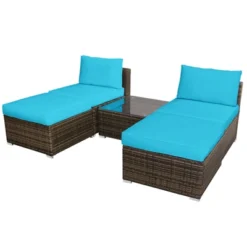 Tangkula 5-Piece Outdoor Rattan Wicker Sofa Set Lounge Chair With Turquoise Cushions 12 Tangkula 5-Piece Outdoor Rattan Wicker Sofa Set Lounge Chair With Turquoise Cushions -Tangkula Shop GUEST fbb22750 a8f6 446c 991b 7ec69f7340c2