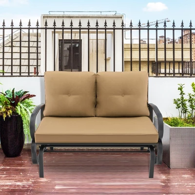 Tangkula 2-Person Outdoor Patio Glider Bench with Thick Seat and Back Cushions 2 Tangkula 2-Person Outdoor Patio Glider Bench with Thick Seat and Back Cushions - Image 2